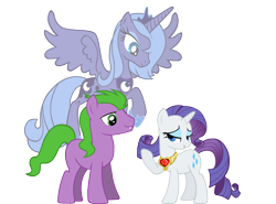 Size: 1372x1013 | Tagged: safe, artist:dlazerous, artist:kna, artist:punchingshark, artist:quanno3, artist:zaeinn, edit, princess luna, rarity, spike, alicorn, earth pony, pony, unicorn, dream walker luna, female, fire ruby, male, mare, ponified, ponified spike, s1 luna, shipping, simple background, sparity, species swap, stallion, straight, transparent background, vector, vector edit