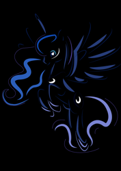 Size: 595x842 | Tagged: dead source, safe, artist:dutchcheese313, princess luna, alicorn, pony, black background, female, mare, simple background, solo, vector