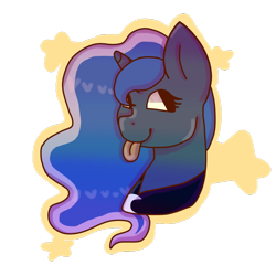 Size: 1024x1024 | Tagged: safe, artist:emotionlessjinx, princess luna, alicorn, pony, bust, portrait, silly, silly pony, simple background, solo, tongue out, transparent background