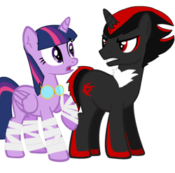 Size: 1704x1680 | Tagged: safe, artist:amelia-bases, artist:icefir, derpibooru import, twilight sparkle, twilight sparkle (alicorn), alicorn, pony, bandage, edgy, female, goggles, mare, ponified, shadow the hedgehog, shadtwi, sonic boom, sonic the hedgehog (series)