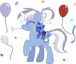 Size: 1754x1469 | Tagged: safe, artist:tenchi-outsuno, princess luna, oc, oc only, alicorn, pony, balloon, confetti, plushie, simple background, transparent background, vector