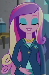 Size: 380x582 | Tagged: safe, screencap, dean cadance, princess cadance, equestria girls, friendship games, cropped, eyes closed, eyeshadow, makeup, solo