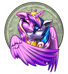 Size: 1200x1296 | Tagged: safe, artist:harwick, princess cadance, shining armor, alicorn, pony, unicorn, cute, cutedance, eyes closed, female, male, mare, shiningcadance, shipping, simple background, smiling, stallion, straight, transparent background