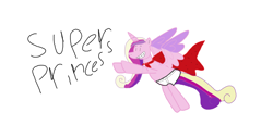 Size: 11467x5259 | Tagged: safe, princess cadance, alicorn, pony, absurd resolution, briefs, cape, captain underpants, clothes, joke, simple background, solo, underwear, white background