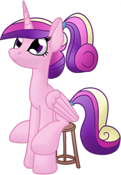 Size: 1439x2067 | Tagged: safe, artist:copperbezel, artist:dsb71013, princess cadance, alicorn, pony, simple background, sitting, solo, stool, transparent background