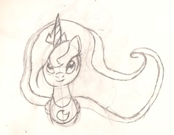 Size: 1708x1333 | Tagged: safe, artist:silversthreads, princess luna, alicorn, pony, chestplate, crown, daily sketch, jewelry, regalia, sketch, solo, traditional art