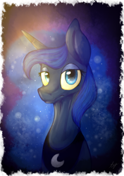 Size: 1748x2480 | Tagged: safe, artist:puffedcereal, princess luna, alicorn, pony, bust, portrait, solo