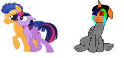 Size: 1024x483 | Tagged: artist needed, safe, derpibooru import, flash sentry, twilight sparkle, twilight sparkle (alicorn), oc, alicorn, pony, alicorn oc, cuckolding, donut steel, female, flashlight, male, shipping, straight