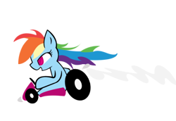 Size: 1024x705 | Tagged: safe, artist:bronyxceed, rainbow dash, pegasus, pony, blue coat, female, go kart, mare, multicolored mane, solo