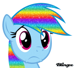 Size: 400x367 | Tagged: safe, rainbow dash, pegasus, pony, animated, blingee, exploitable meme, glitter, mane, meme, rainbow, solo
