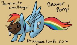 Size: 1280x756 | Tagged: safe, artist:drahgoon, rainbow dash, beaver, pegasus, pony, 30 minute art challenge, costume