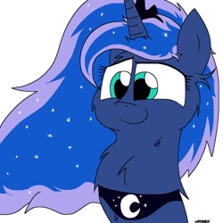 Size: 1200x1200 | Tagged: safe, artist:kdbrony, princess luna, alicorn, pony, chest fluff, cute, lunabetes, simple background, solo, white background