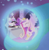 Size: 356x364 | Tagged: safe, screencap, princess cadance, princess flurry heart, alicorn, pony, a royal problem, cropped, dancing, dj flurry heart, dream orbs, sunglasses