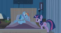 Size: 1280x712 | Tagged: safe, artist:nobodydraws, edit, screencap, rainbow dash, twilight sparkle, pegasus, pony, wat