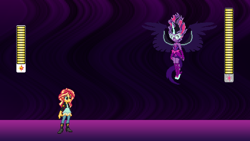 Size: 1920x1080 | Tagged: safe, artist:blackgryph0n, artist:botchan-mlp, artist:dashiemlpfim, artist:millennial dan, derpibooru import, midnight sparkle, sunset shimmer, twilight sparkle, equestria girls, friendship games, crossover, desktop ponies, megaman, megaman x, pixel art, sprite, vector, wallpaper