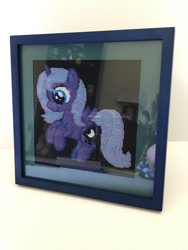 Size: 1024x1365 | Tagged: safe, artist:kittychanann, princess luna, alicorn, pony, craft, cross stitch, female, filly, flying, solo, woona, younger