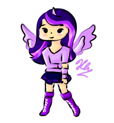 Size: 600x650 | Tagged: safe, artist:krististina, derpibooru import, twilight sparkle, twilight sparkle (alicorn), alicorn, human, boots, clothes, horned humanization, humanized, simple background, skirt, solo, transparent background, winged humanization