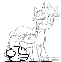 Size: 300x303 | Tagged: safe, artist:caibaoreturn, derpibooru import, twilight sparkle, twilight sparkle (alicorn), alicorn, pony, female, flappy bird, mare, sketch