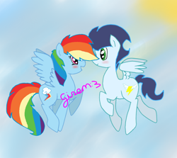 Size: 900x802 | Tagged: safe, artist:gizemyorganci, rainbow dash, soarin', pegasus, pony, female, male, shipping, soarindash, straight