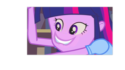 Size: 1920x1080 | Tagged: safe, derpibooru import, edit, screencap, twilight sparkle, twilight sparkle (alicorn), alicorn, equestria girls, lip bite, smiling, solo, wat