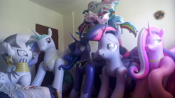 Size: 5632x3168 | Tagged: safe, princess cadance, princess celestia, princess luna, twilight sparkle, twilight sparkle (alicorn), zecora, alicorn, pony, unicorn, zebra, absurd resolution, balloon, bootleg, hongyi, inflatable, irl, mylar balloon, photo, princess