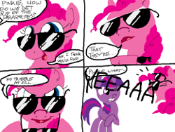 Size: 260x195 | Tagged: safe, artist:fellstorm, derpibooru import, pinkie pie, twilight sparkle, earth pony, pony, comic, doodle or die, glasses, picture for breezies, pun, star trek