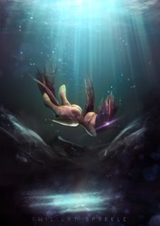 Size: 752x1063 | Tagged: safe, artist:imachina, derpibooru import, twilight sparkle, twilight sparkle (alicorn), alicorn, pony, asphyxiation, bubble, drowning, female, mare, sinking, solo, underwater