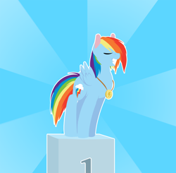 Size: 1280x1253 | Tagged: safe, artist:cobaltsnow, rainbow dash, pegasus, pony, gold medal, medal, podium, solo