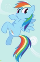 Size: 278x430 | Tagged: safe, rainbow dash, pegasus, pony, blue coat, female, mare, multicolored mane, swag