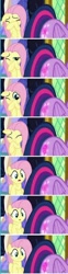 Size: 222x890 | Tagged: safe, derpibooru import, screencap, fluttershy, twilight sparkle, twilight sparkle (alicorn), alicorn, pegasus, pony, the hooffields and mccolts, comic for ants, eyes on the prize, female, glowing cutie mark, low quality, mare, out of context, plot