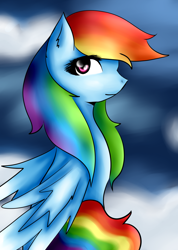 Size: 900x1261 | Tagged: safe, artist:phinbella8, rainbow dash, pegasus, pony, blue coat, female, mare, multicolored mane