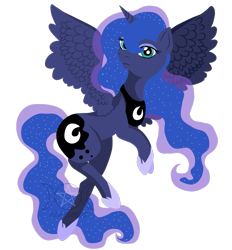 Size: 1263x1359 | Tagged: safe, artist:ningyouclariosis, princess luna, alicorn, pony, flying, missing accessory, simple background, solo, spread wings, transparent background, wings