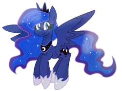 Size: 1024x763 | Tagged: safe, artist:rainbowkittyy, princess luna, alicorn, pony, female, jewelry, mare, regalia, simple background, smiling, solo, spread wings, transparent background, wings