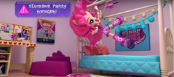 Size: 1367x605 | Tagged: safe, derpibooru import, screencap, applejack, fluttershy, pinkie pie, rainbow dash, rarity, twilight sparkle, equestria girls, friendship games, rainbow rocks, 3d, big mouth, equestria girls minis, faic, mane six, poster, solo