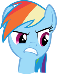 Size: 787x1015 | Tagged: safe, rainbow dash, pegasus, pony, blue coat, female, inverted mouth, mare, multicolored mane