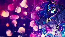 Size: 3840x2160 | Tagged: safe, artist:illumnious, princess luna, alicorn, pony, female, mare, rearing, smiling, solo, vector, wallpaper