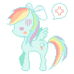 Size: 440x440 | Tagged: safe, artist:hima-hima, rainbow dash, pegasus, pony, bow, cross-popping veins, cute, dashabetes, hair bow, pictogram, pixel art, solo, speech bubble