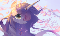 Size: 2560x1544 | Tagged: safe, artist:gianghanz, princess luna, alicorn, pony, female, flower, mare, missing accessory, solo