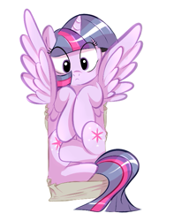 Size: 549x695 | Tagged: safe, artist:gifanon, derpibooru import, twilight sparkle, twilight sparkle (alicorn), alicorn, pony, :c, box, cute, female, frown, if i fits i sits, mare, on back, pony in a box, solo, spread wings, twiabetes, wide eyes