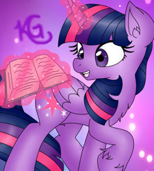 Size: 900x1000 | Tagged: safe, artist:royaltwilight, derpibooru import, twilight sparkle, twilight sparkle (alicorn), alicorn, pony, book, female, magic, mare, solo, telekinesis