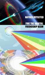 Size: 478x799 | Tagged: safe, rainbow dash, artifact, command and conquer, global defense initiative, ion cannon, no pony, orbital bombardment, orbital friendship cannon, rainbow beam, sonic rainboom