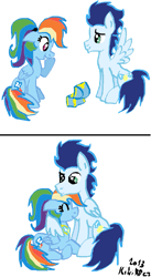 Size: 661x1202 | Tagged: safe, artist:kikirdcz, rainbow dash, soarin', pegasus, pony, female, male, ponytail, shipping, soarindash, straight