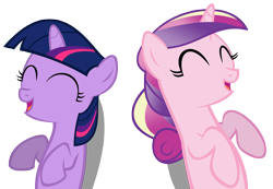 Size: 7934x5500 | Tagged: safe, artist:drfatalchunk, princess cadance, twilight sparkle, alicorn, pony, unicorn, a canterlot wedding, .psd available, absurd resolution, eyes closed, female, filly, filly twilight sparkle, laughing, mare, on back, simple background, teen princess cadance, transparent background, vector, younger