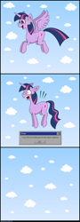 Size: 660x1827 | Tagged: safe, artist:hellarmy, derpibooru import, twilight sparkle, twilight sparkle (alicorn), alicorn, pony, comic, error message, female, flying, mare, solo, this will end in pain