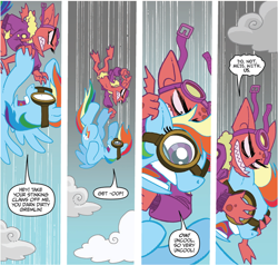 Size: 946x902 | Tagged: safe, idw, rainbow dash, runt the cloud gremlin, pegasus, pony, cloud gremlins, planet of the apes