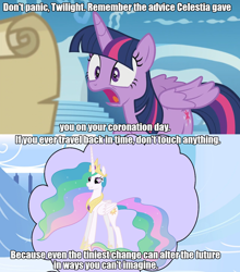 Size: 1366x1550 | Tagged: safe, derpibooru import, princess celestia, twilight sparkle, twilight sparkle (alicorn), alicorn, pony, the cutie re-mark, female, image macro, mare, meme, scroll, the simpsons