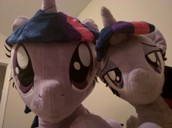 Size: 4160x3088 | Tagged: safe, artist:plushwaifus, artist:qtpony, derpibooru import, photographer:corpulentbrony, twilight sparkle, bedroom, bedroom eyes, bedroom ponies, cute, duality, in bed, irl, life size, multeity, photo, plushie, sparkle sparkle sparkle, twiabetes