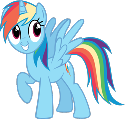 Size: 1042x997 | Tagged: safe, artist:ah-darnit, rainbow dash, alicorn, pony, race swap, rainbowcorn, simple background, solo, transparent background, vector