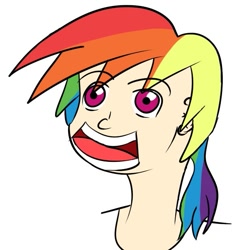 Size: 625x624 | Tagged: safe, artist:captainstonebelly, rainbow dash, clothes, female, humanized, hurr durr, multicolored hair