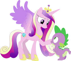 Size: 3584x3051 | Tagged: safe, artist:porygon2z, princess cadance, spike, alicorn, dragon, pony, princess spike (episode), female, infidelity, interspecies, male, shipping, simple background, spikedance, straight, transparent background, vector